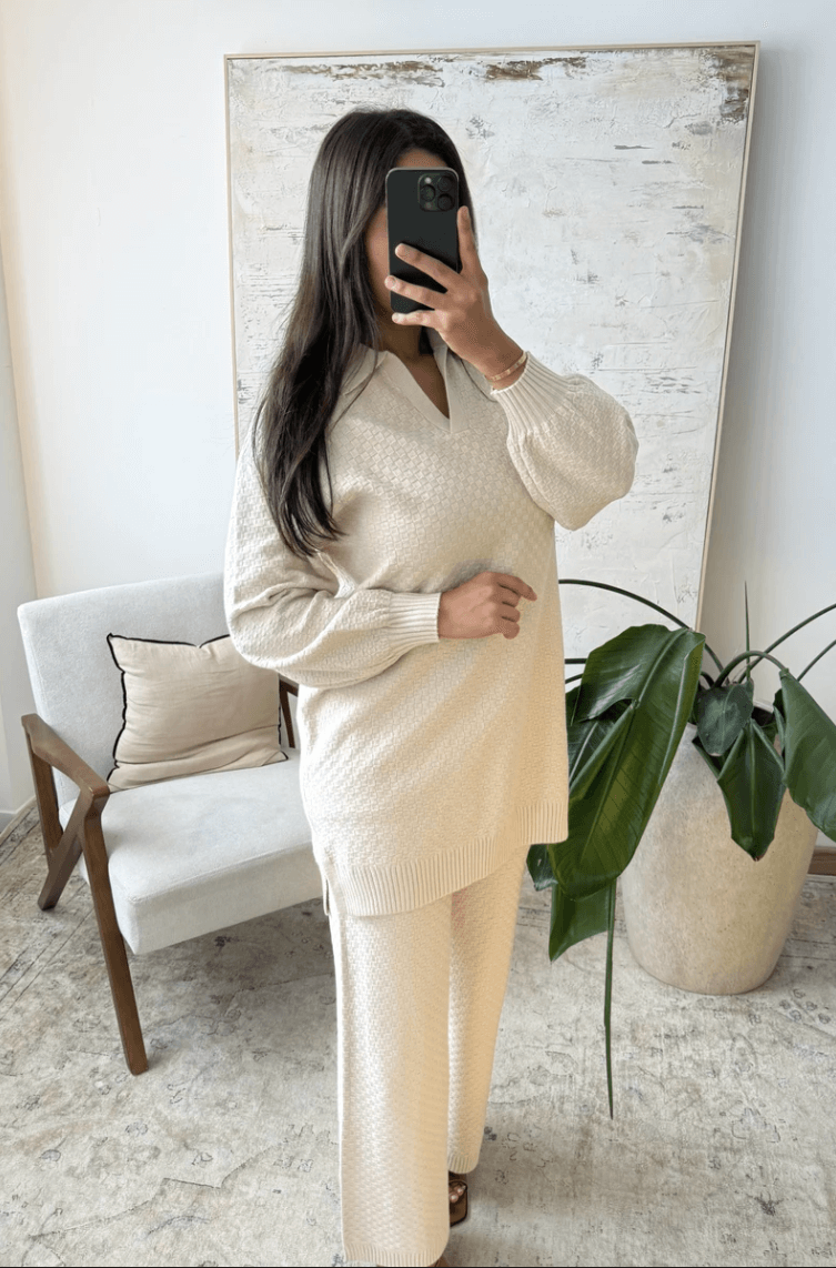 Ensemble Maille Texturée – 2 Pièces Cosy & Tendance