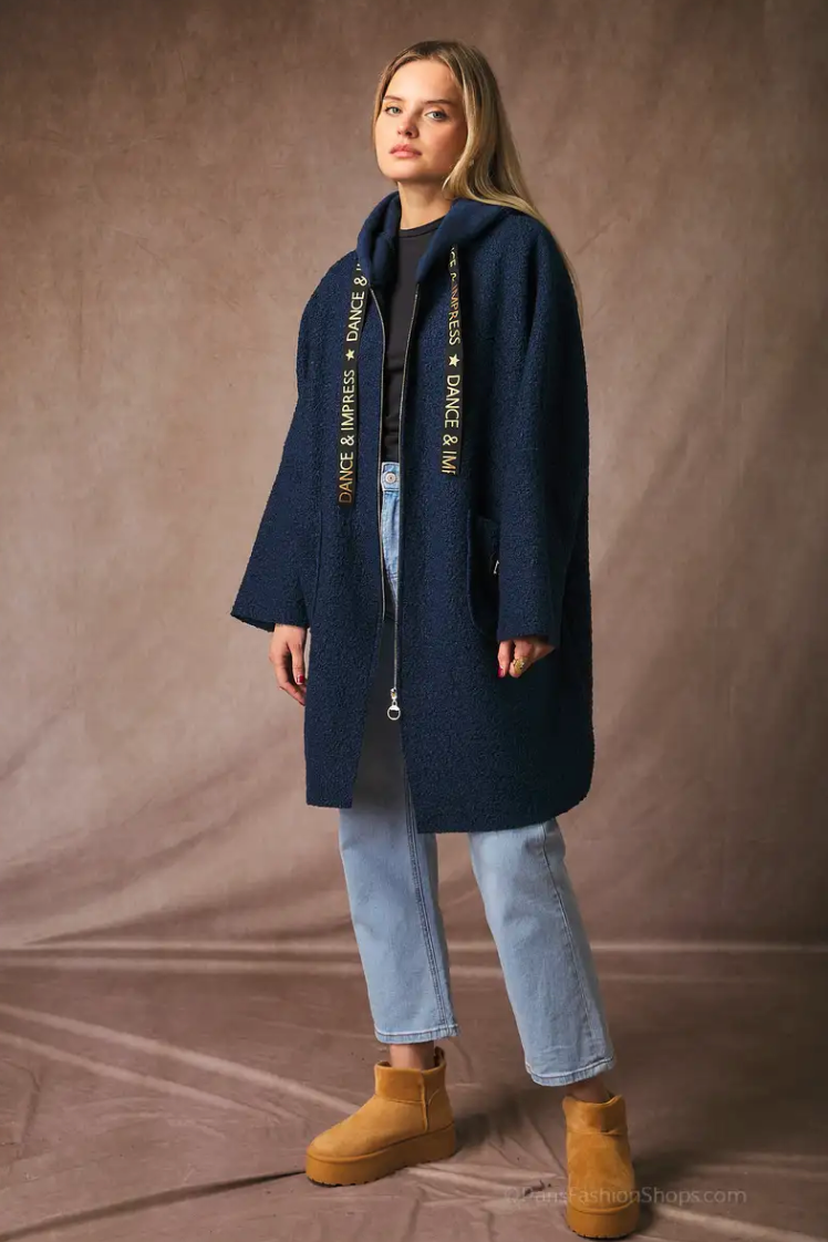 Manteau femme long en tissu bouclette – Élégance & chaleur pour l’hiver