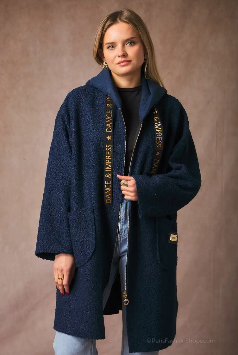 Manteau femme long en tissu bouclette – Élégance & chaleur pour l’hiver