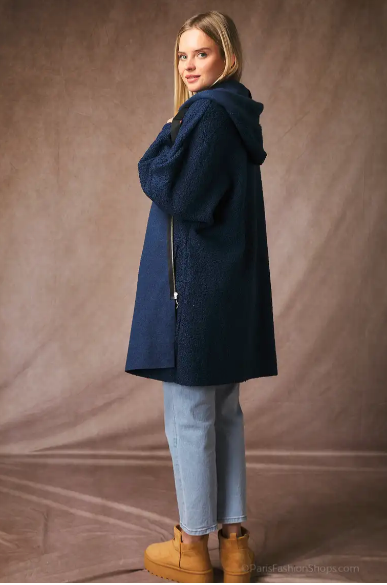 Manteau femme long en tissu bouclette – Élégance & chaleur pour l’hiver