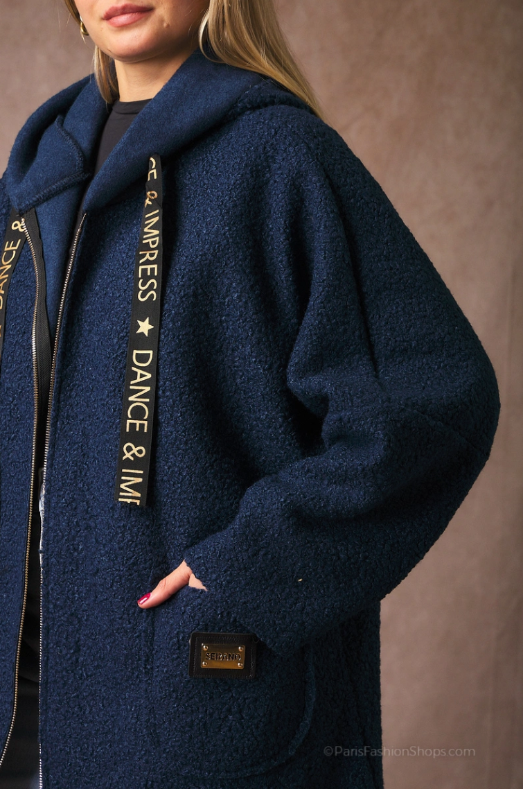 Manteau femme long en tissu bouclette – Élégance & chaleur pour l’hiver