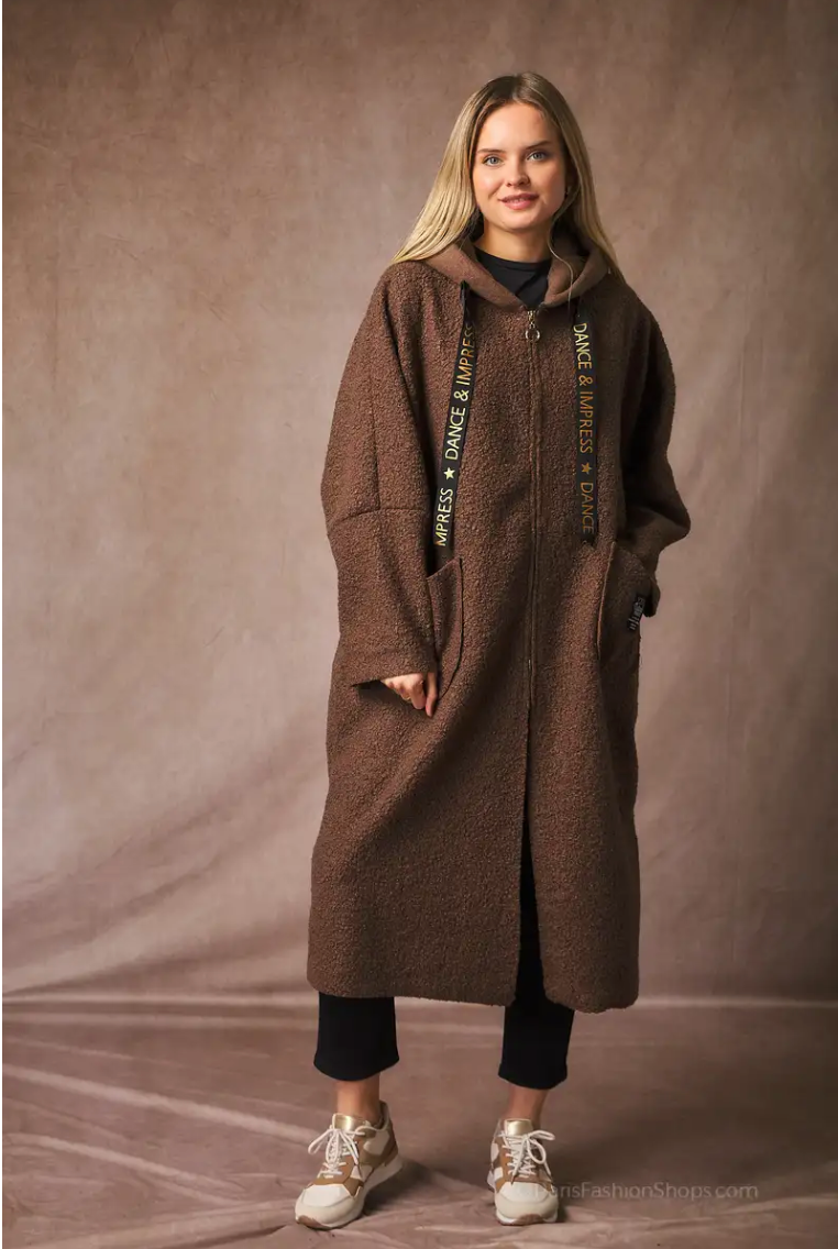 🧥 Manteau Long Femme – Tissu Bouclette Chic et Douillet