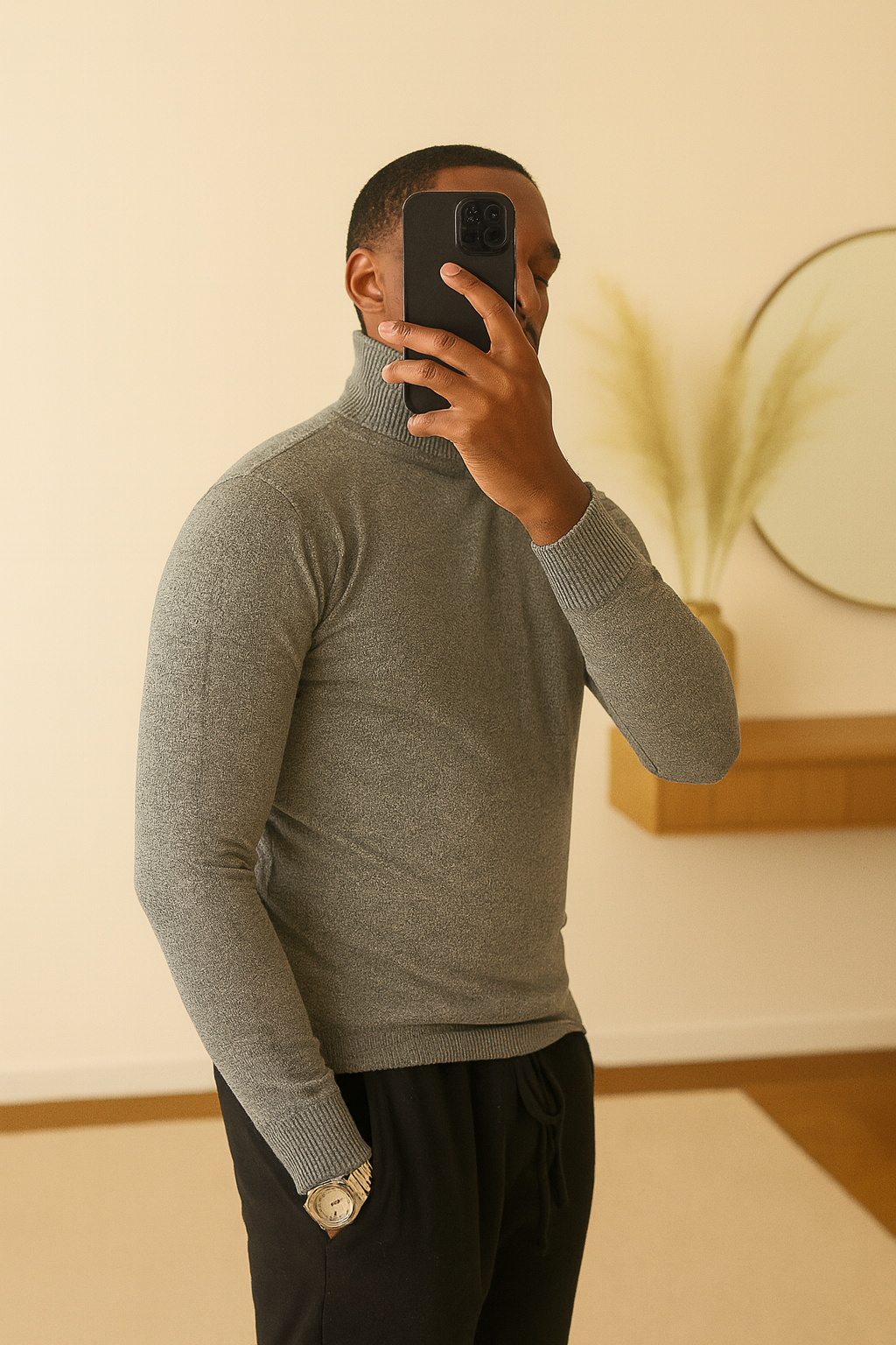 Pull Col Roulé Homme Gris – Élégance & Confort Parisien | La Vitrine Parisienne