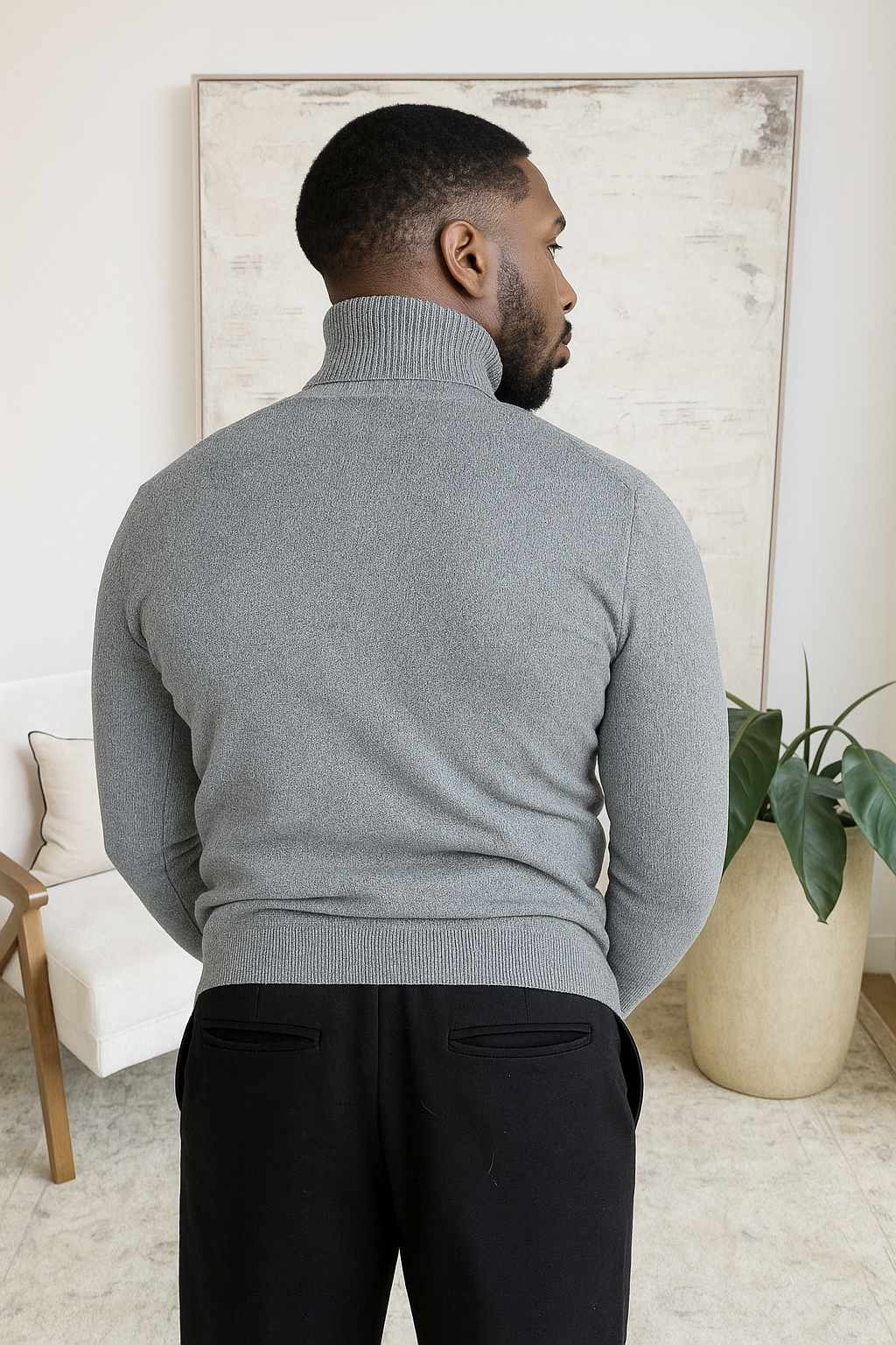 Pull Col Roulé Homme Gris – Élégance & Confort Parisien | La Vitrine Parisienne