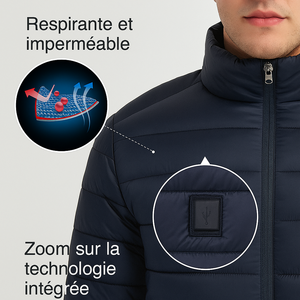 🧥 Doudoune chauffante Unisexe – Technologie thermique & style outdoor