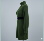 Robe pull longue d’hiver à col roulé – Boutons décoratifs & manches longues