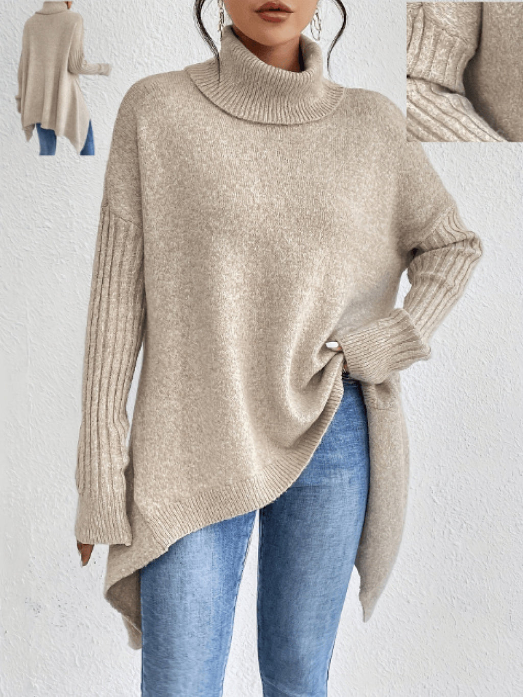 Pull oversize femme col montant hiver – La Vitrine Parisienne