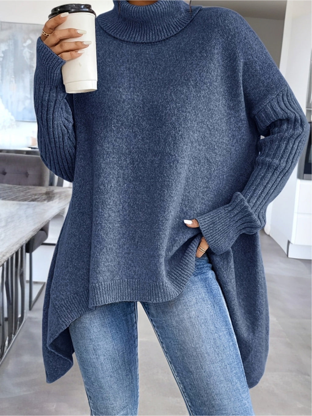 Pull oversize femme col montant hiver – La Vitrine Parisienne