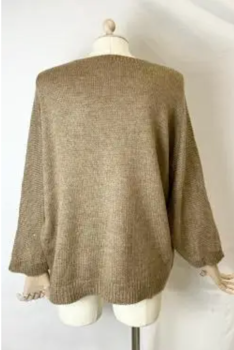 Pull oversize femme chic en maille beige